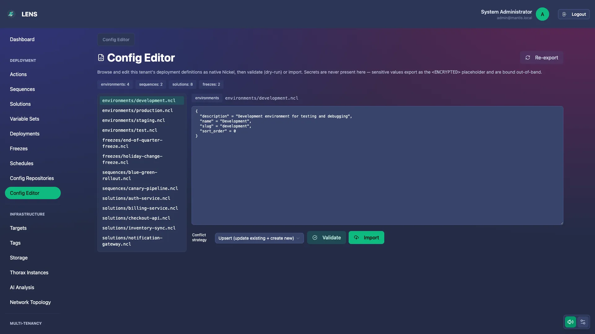 Config-as-Code — Mantis screenshot