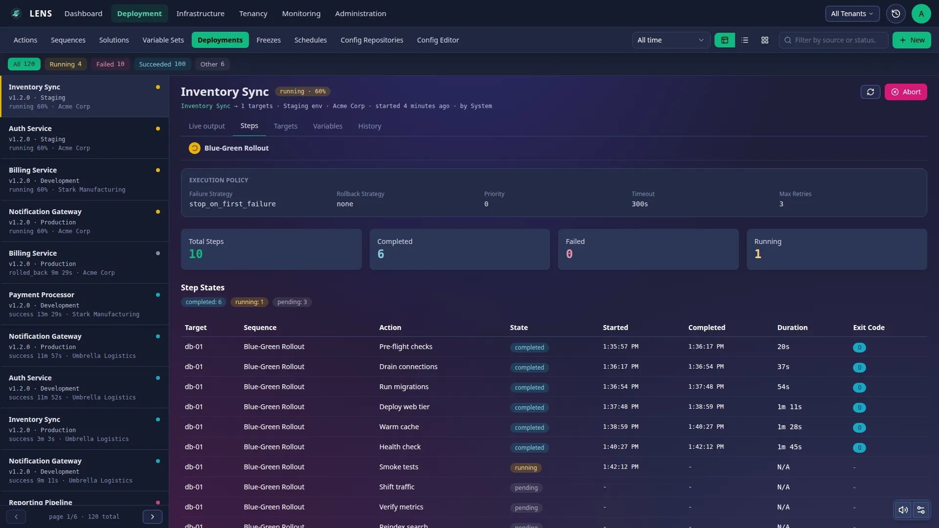 Roll out, and watch it happen live — Mantis screenshot