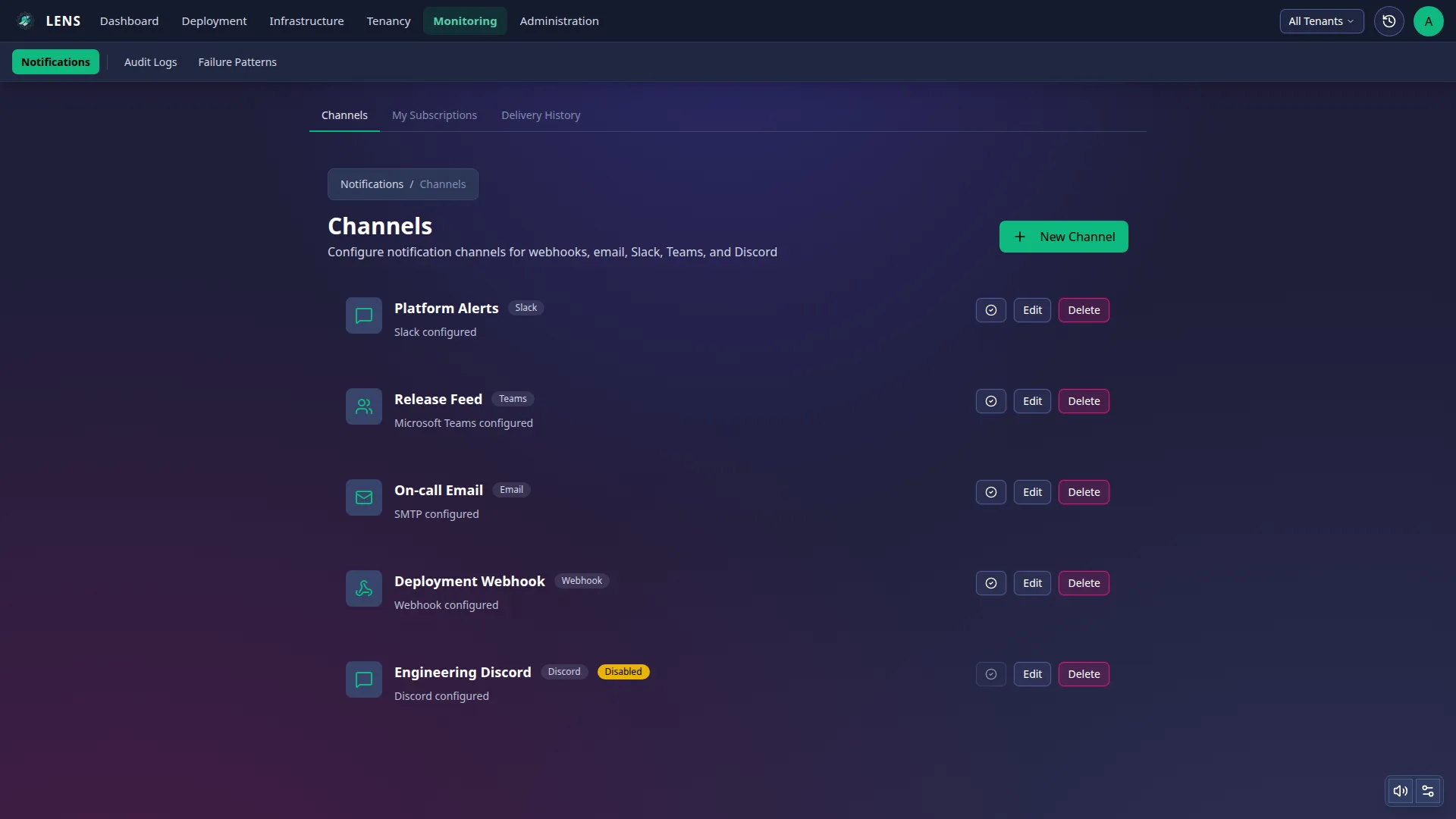 Integrations — Mantis screenshot